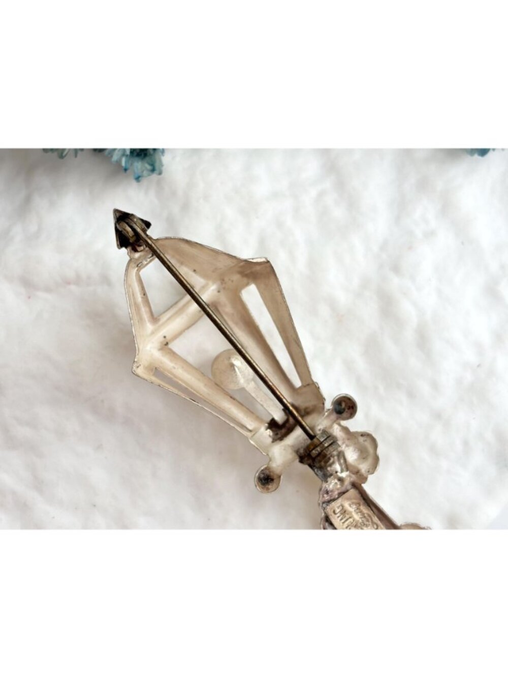 Lang Sterling Circa 1950's Lamp Post Citrine Sterling Silver 925 Vintage Brooch - Picture 8 of 13